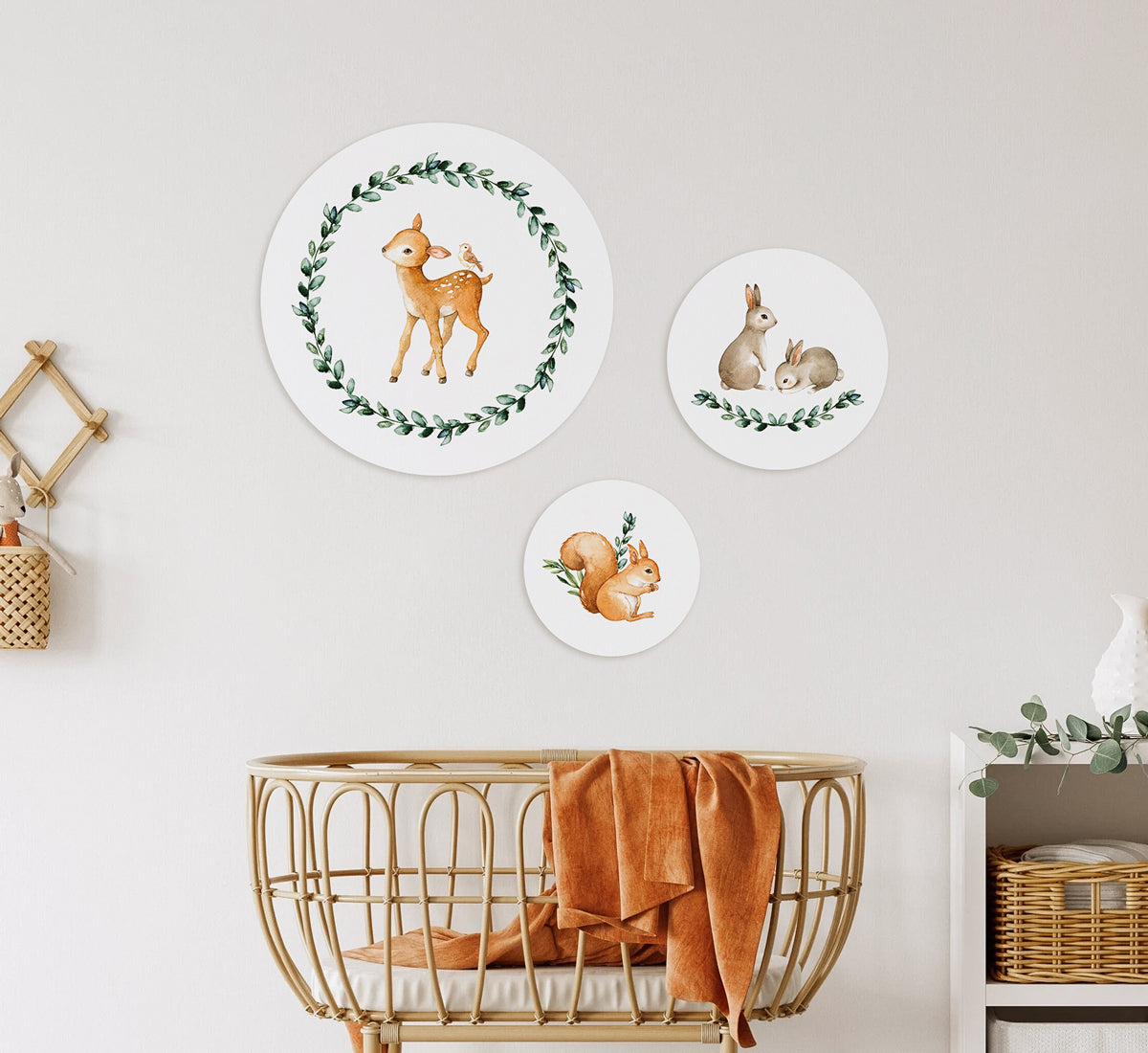 Muurcirkel set - Bosdieren Wit