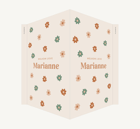 Geboortebord - Bloemen Koraal Groen