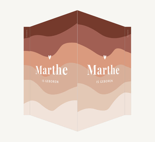 Geboortebord - Golven Koraal roze