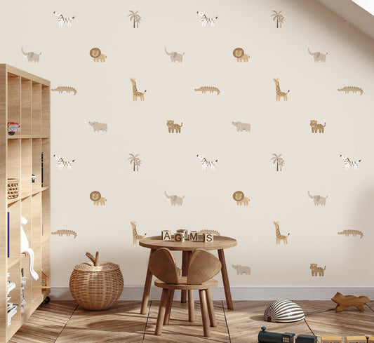 Behang - Jungle dieren baby